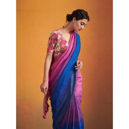 Dressfolk colorful linen jamdani handwoven saree