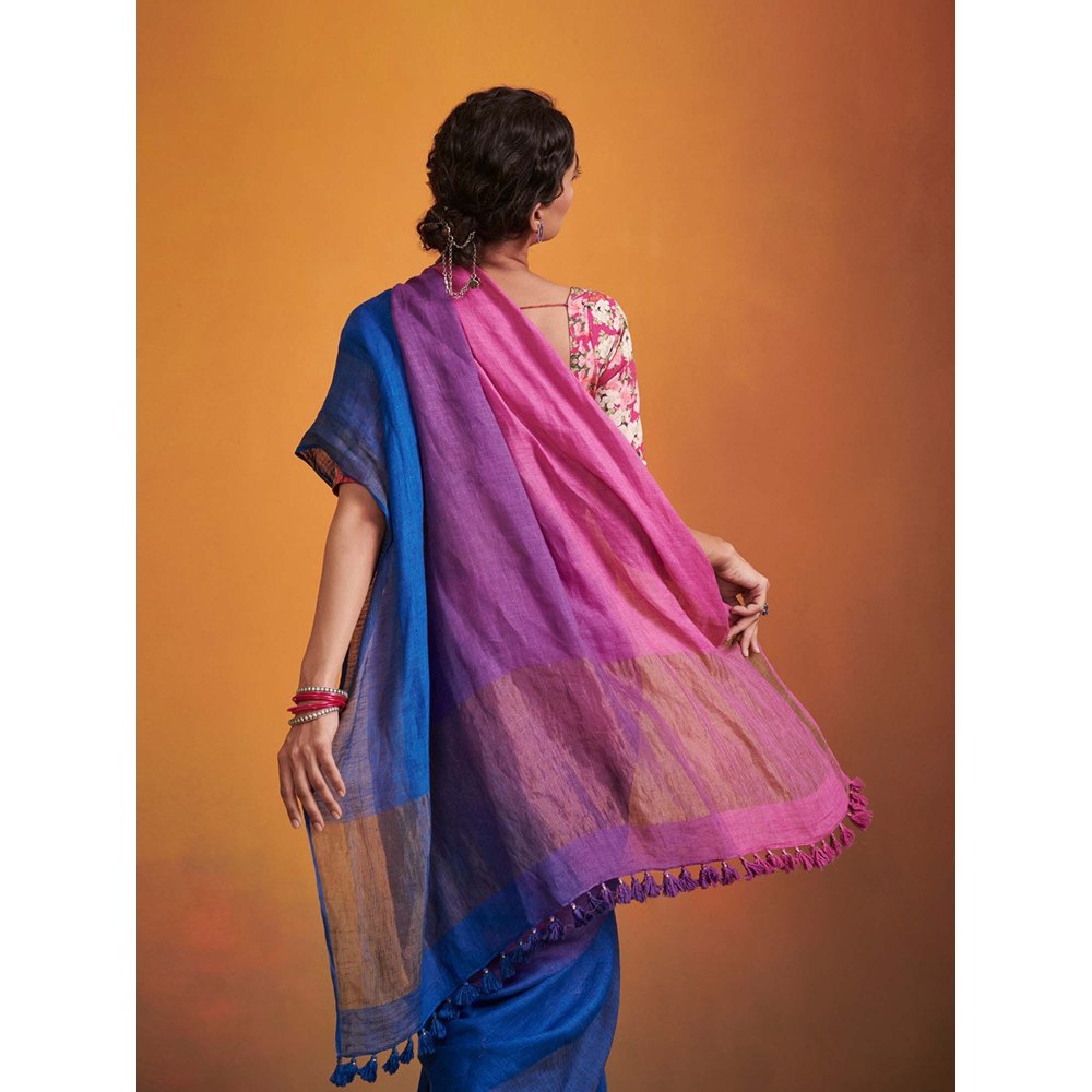 Dressfolk colorful linen jamdani handwoven saree