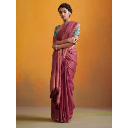 Dressfolk purple zari stripes handwoven saree