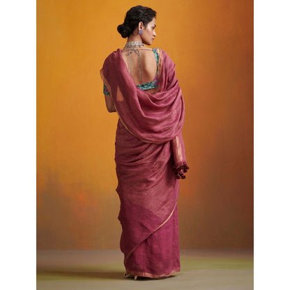 Dressfolk purple zari stripes handwoven saree