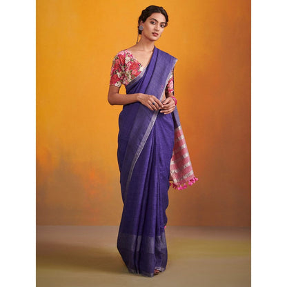 Dressfolk Shiza Linen Saree without Blouse