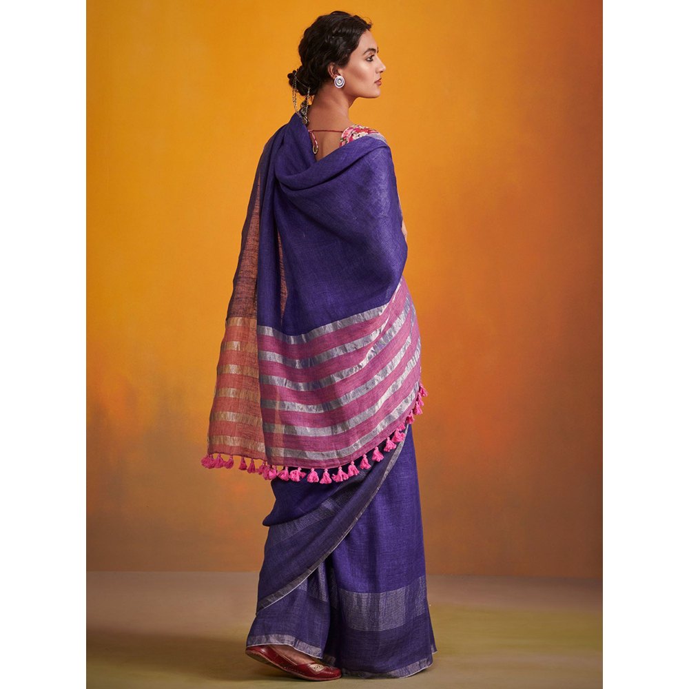 Dressfolk Shiza Linen Saree without Blouse