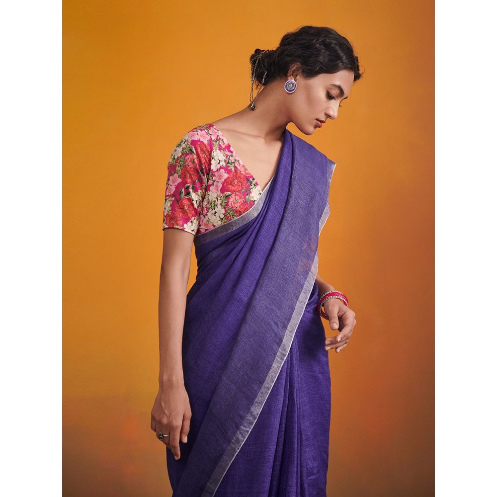 Dressfolk Shiza Linen Saree without Blouse