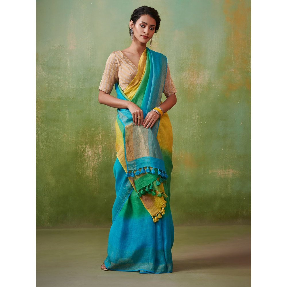 Dressfolk summer ombre linen saree