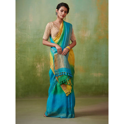 Dressfolk summer ombre linen saree