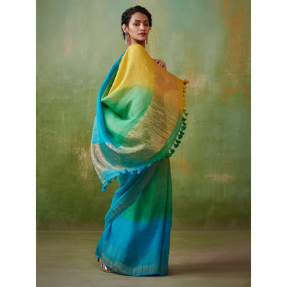 Dressfolk summer ombre linen saree