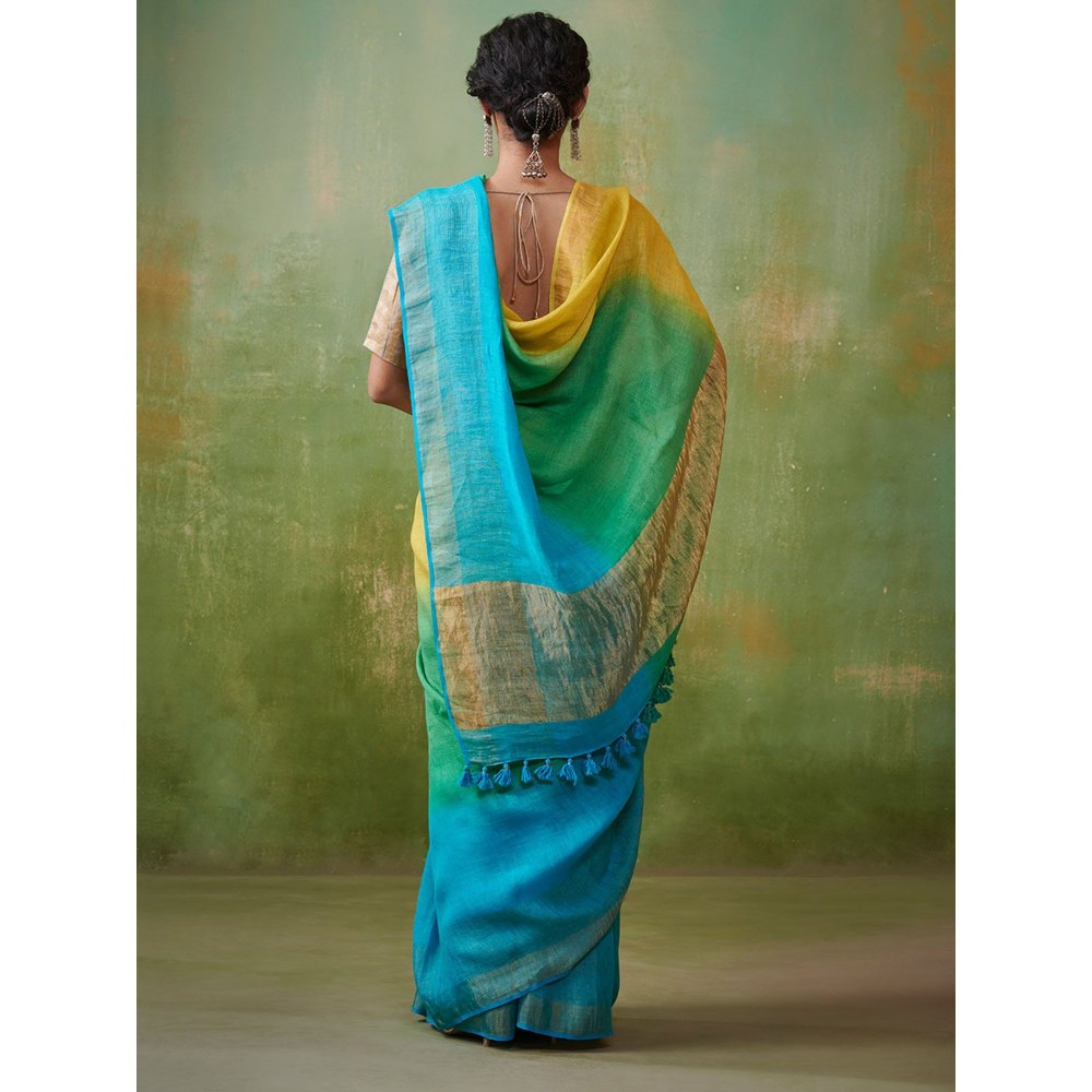 Dressfolk summer ombre linen saree