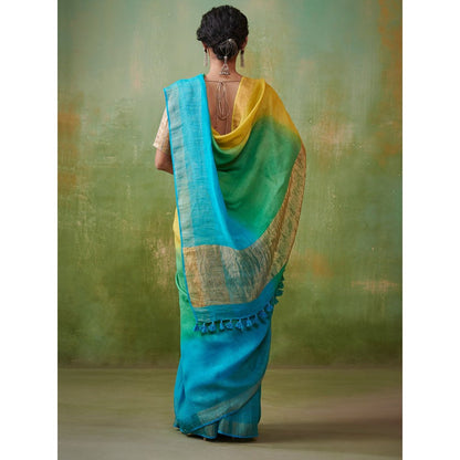 Dressfolk summer ombre linen saree