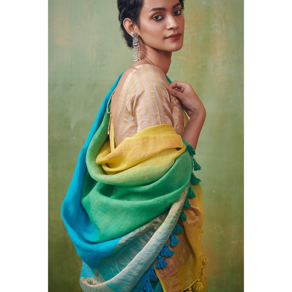 Dressfolk summer ombre linen saree
