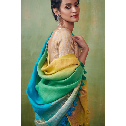Dressfolk summer ombre linen saree