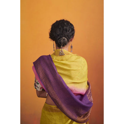 Dressfolk ombre jamdani linen handwoven saree