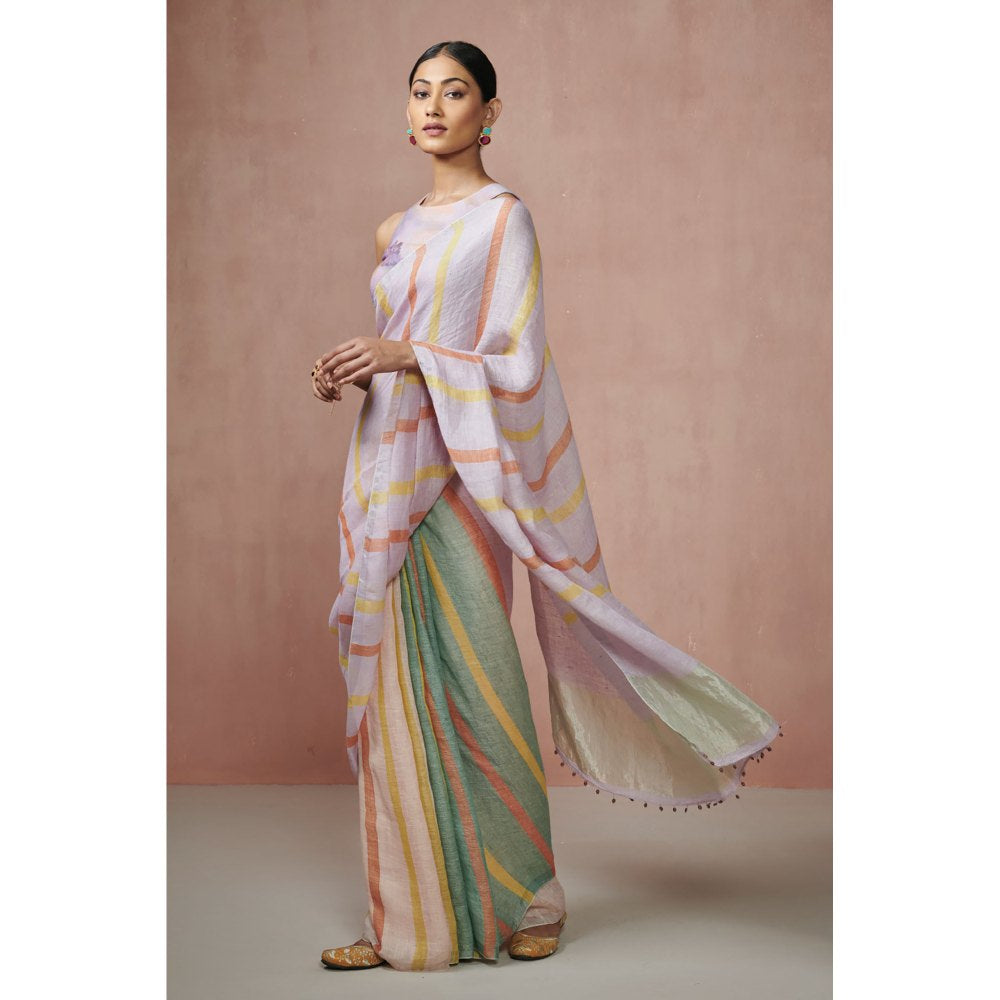 Dressfolk Lilac Love Handloom Sarees without Blouse