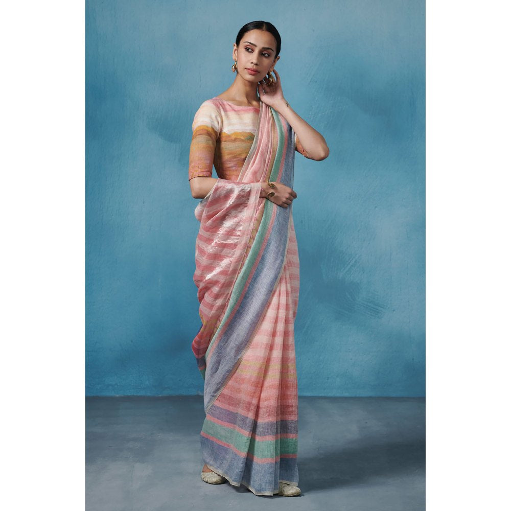Dressfolk Mandarin Mist Handloom Sarees without Blouse