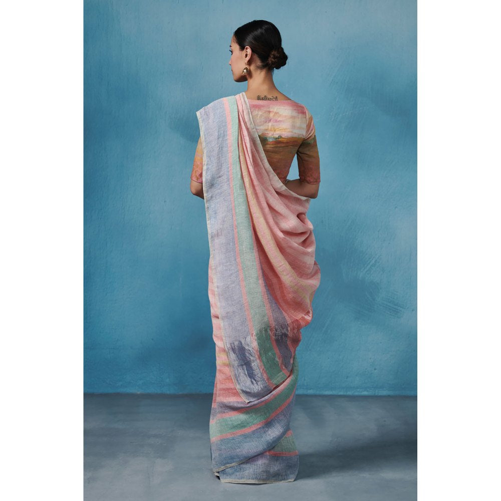 Dressfolk Mandarin Mist Handloom Sarees without Blouse