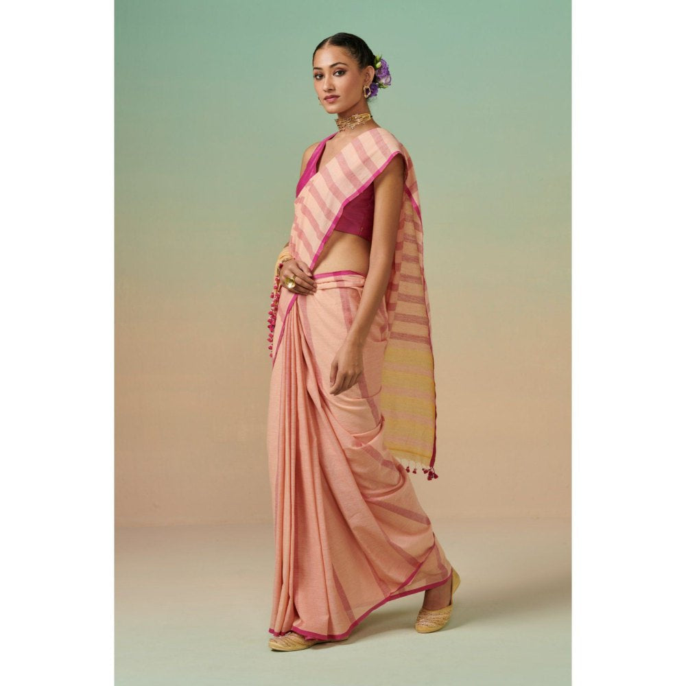 Dressfolk Women Peach Fields Saree