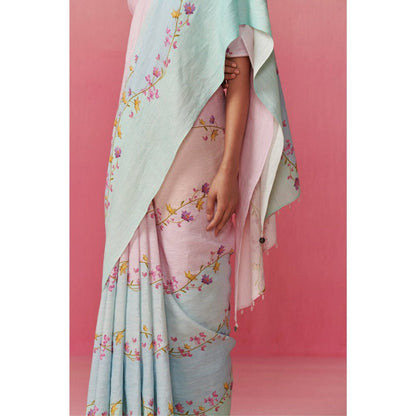 Dressfolk Women Bougainvillea Skies Saree