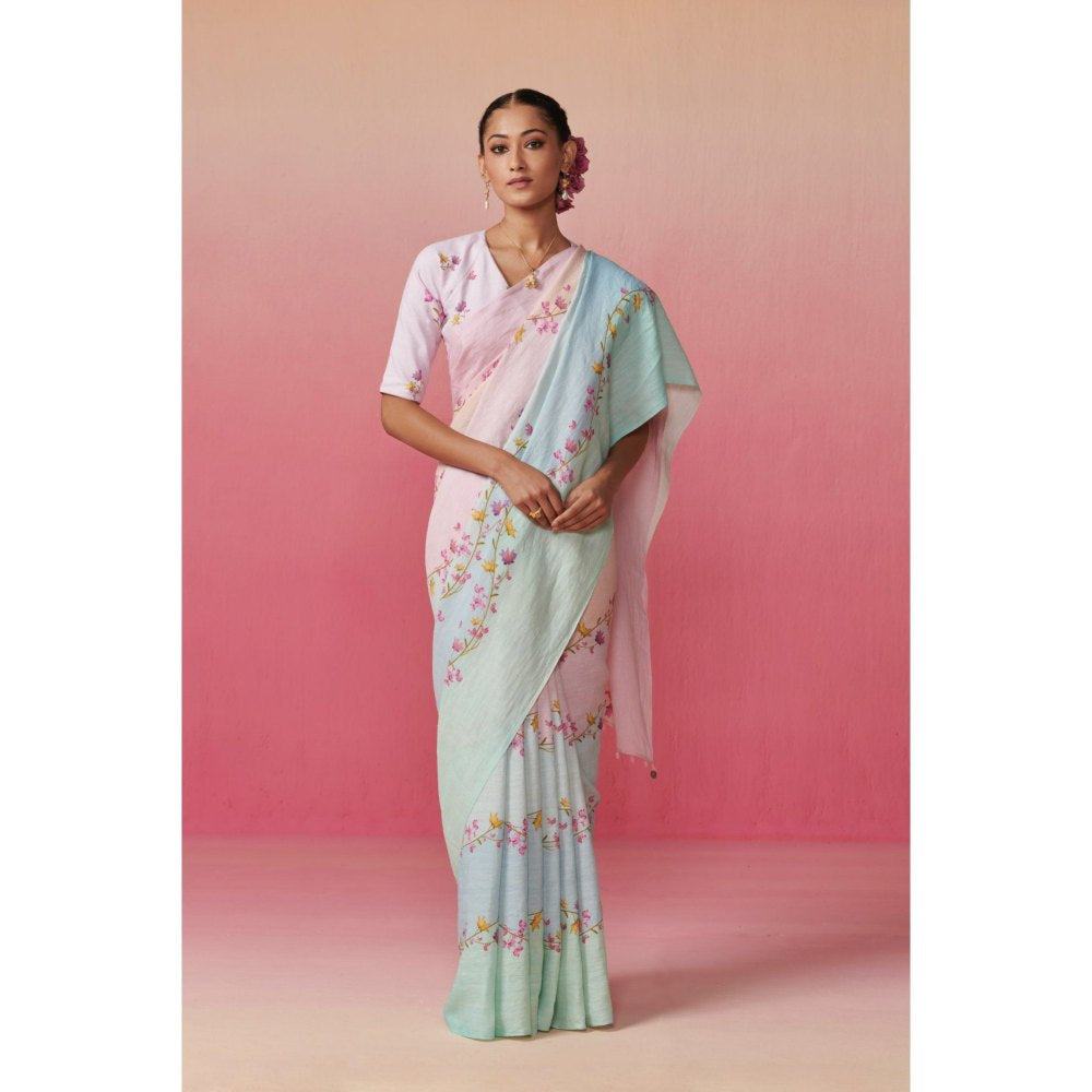 Dressfolk Women Bougainvillea Skies Saree