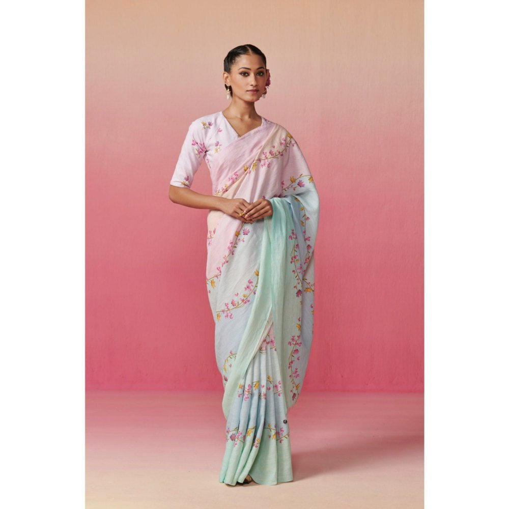 Dressfolk Women Bougainvillea Skies Saree