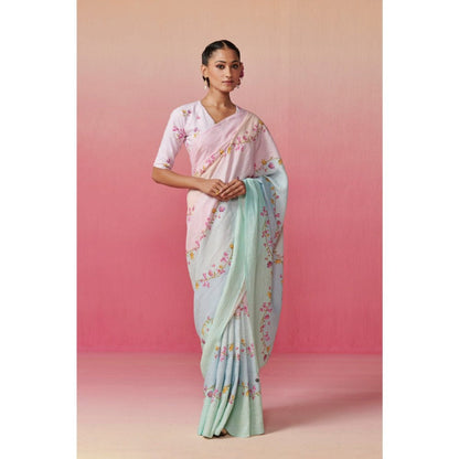 Dressfolk Women Bougainvillea Skies Saree