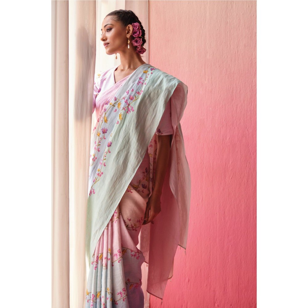 Dressfolk Women Bougainvillea Skies Saree