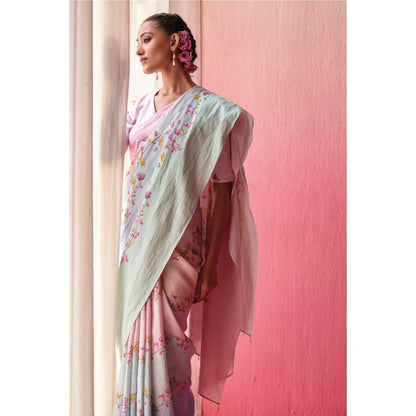 Dressfolk Women Bougainvillea Skies Saree