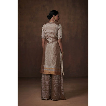Dressfolk Silver Tissue Kurta Sophisticated Charm Palazzo (Set of 3)