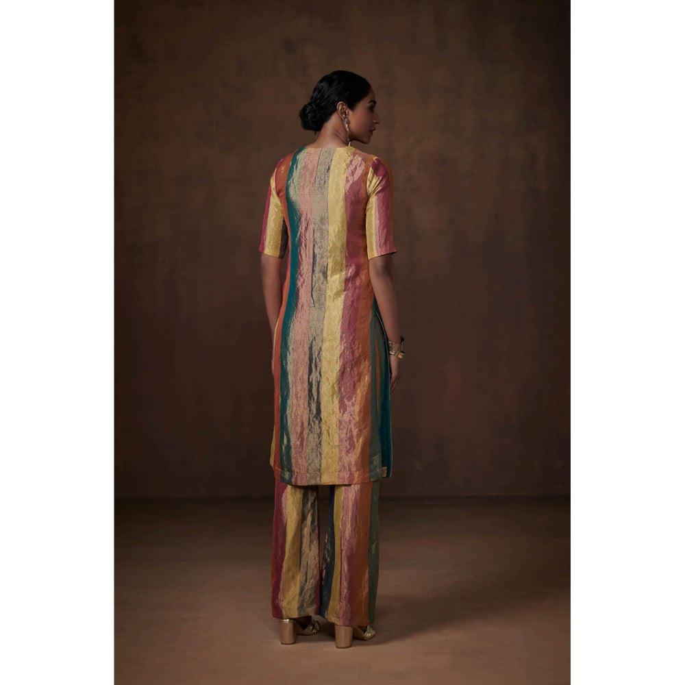 Dressfolk Multicolor Striped Tissue Kurta (Set of 3)