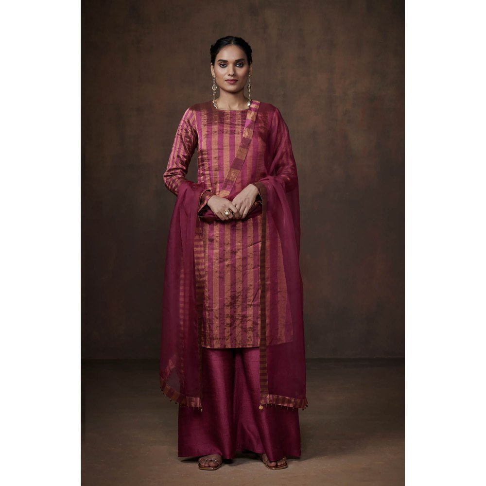Dressfolk Magenta & Copper Tissue Palazzo (Set of 3)
