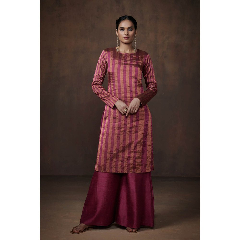 Dressfolk Magenta & Copper Tissue Palazzo (Set of 3)
