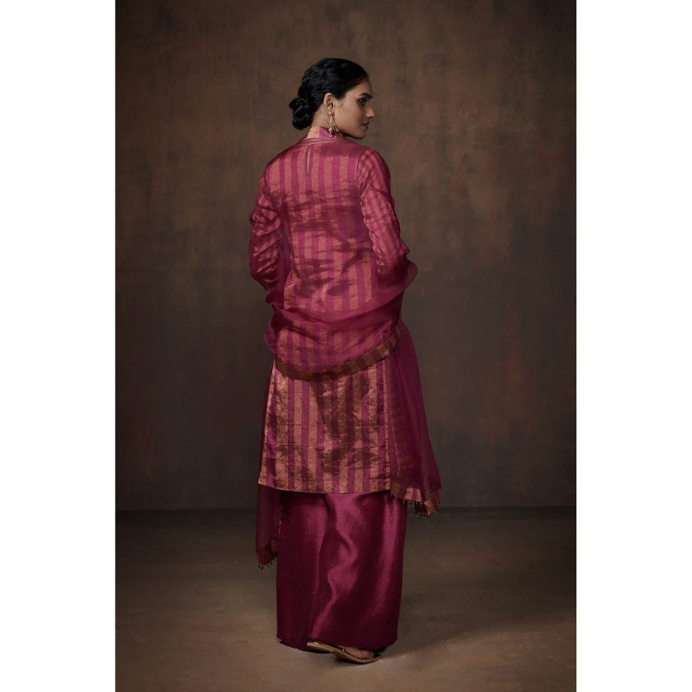 Dressfolk Magenta & Copper Tissue Palazzo (Set of 3)