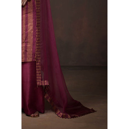 Dressfolk Magenta & Copper Tissue Palazzo (Set of 3)