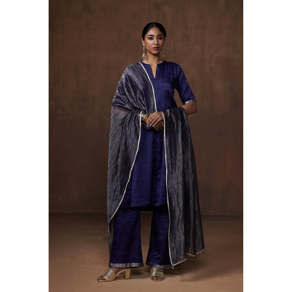 Dressfolk Blue Tissue Kalidar Kurta Subtle Elegance (Set of 3)