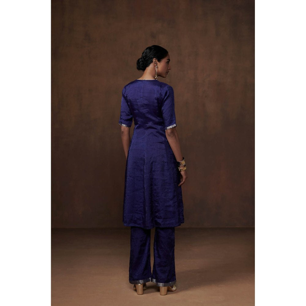 Dressfolk Blue Tissue Kalidar Kurta Subtle Elegance (Set of 3)