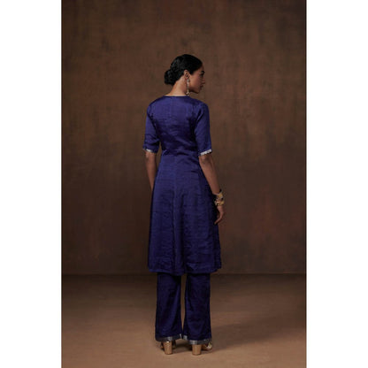 Dressfolk Blue Tissue Kalidar Kurta Subtle Elegance (Set of 3)