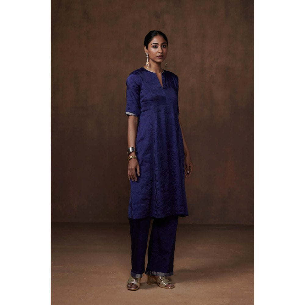 Dressfolk Blue Tissue Kalidar Kurta Subtle Elegance (Set of 3)