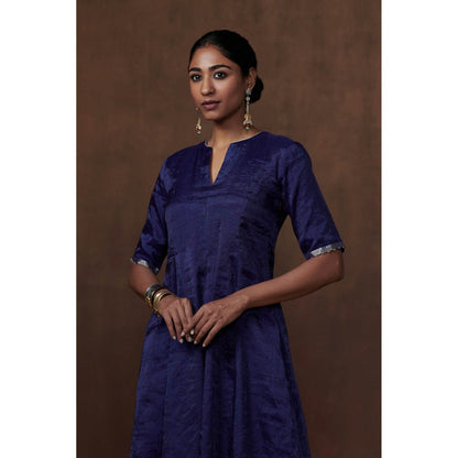 Dressfolk Blue Tissue Kalidar Kurta Subtle Elegance (Set of 3)