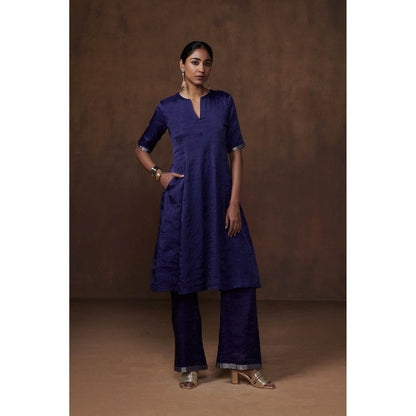 Dressfolk Blue Tissue Kalidar Kurta Subtle Elegance (Set of 3)