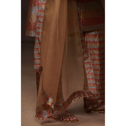 Dressfolk Silver Gold & Copper Tissue Kurta (Set of 3)