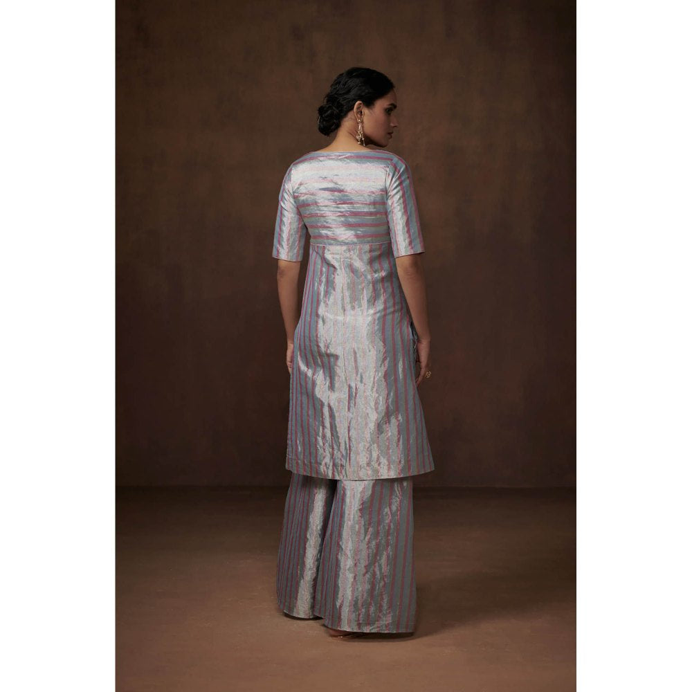 Dressfolk Pastel Metallic Tissue Kurta Subtle Sophistication Palazzo (Set of 3)