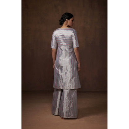 Dressfolk Pastel Metallic Tissue Kurta Subtle Sophistication Palazzo (Set of 3)