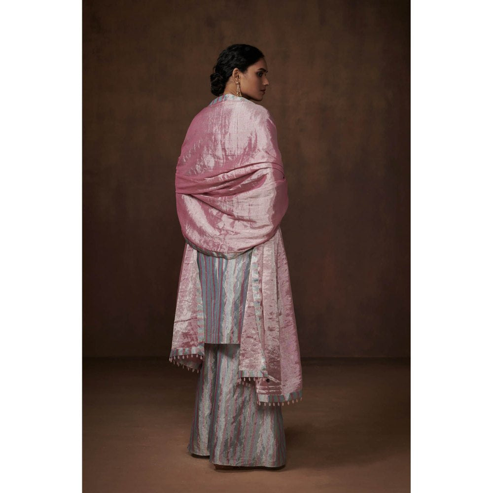 Dressfolk Pastel Metallic Tissue Kurta Subtle Sophistication Palazzo (Set of 3)