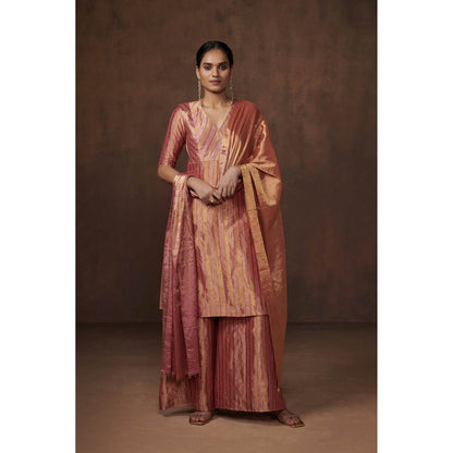 Dressfolk Multicolor Metallic Tissue Kurta Elegant Palazzo (Set of 3)