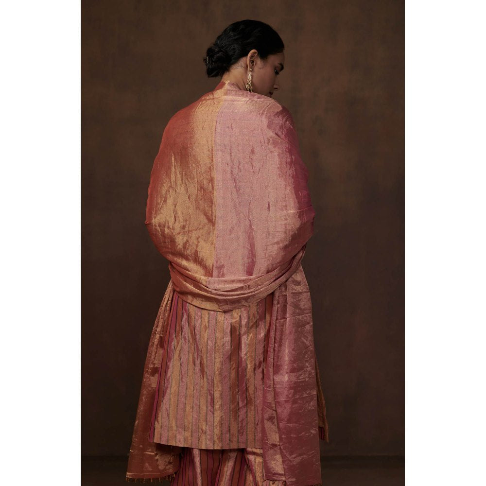 Dressfolk Multicolor Metallic Tissue Kurta Elegant Palazzo (Set of 3)