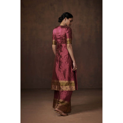 Dressfolk Deep Pink & Gold Tissue Kurta Subtle Charm (Set of 3)