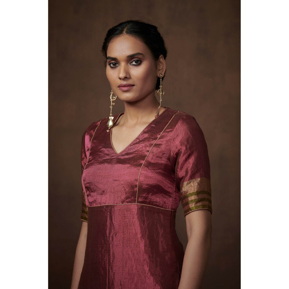 Dressfolk Deep Pink & Gold Tissue Kurta Subtle Charm (Set of 3)
