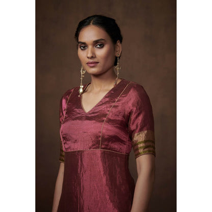 Dressfolk Deep Pink & Gold Tissue Kurta Subtle Charm (Set of 3)