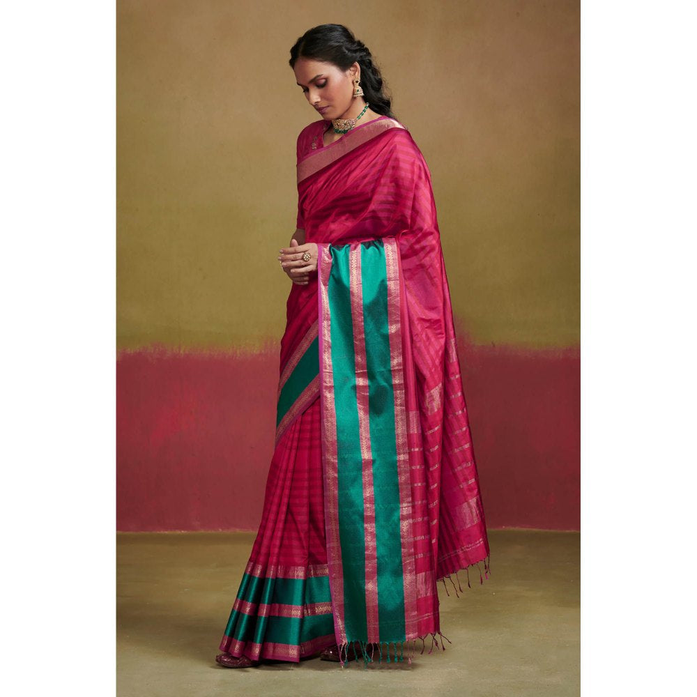 Dressfolk Pink Maheshwar Heavy Weight Silk Saree without Blouse