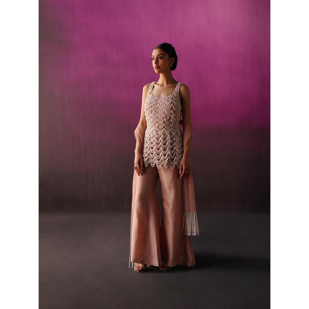 DRISHTI CHHABRAA Dusty Pink Pearly Sharara (Set of 3)