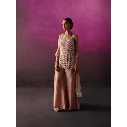 DRISHTI CHHABRAA Dusty Pink Pearly Sharara (Set of 3)