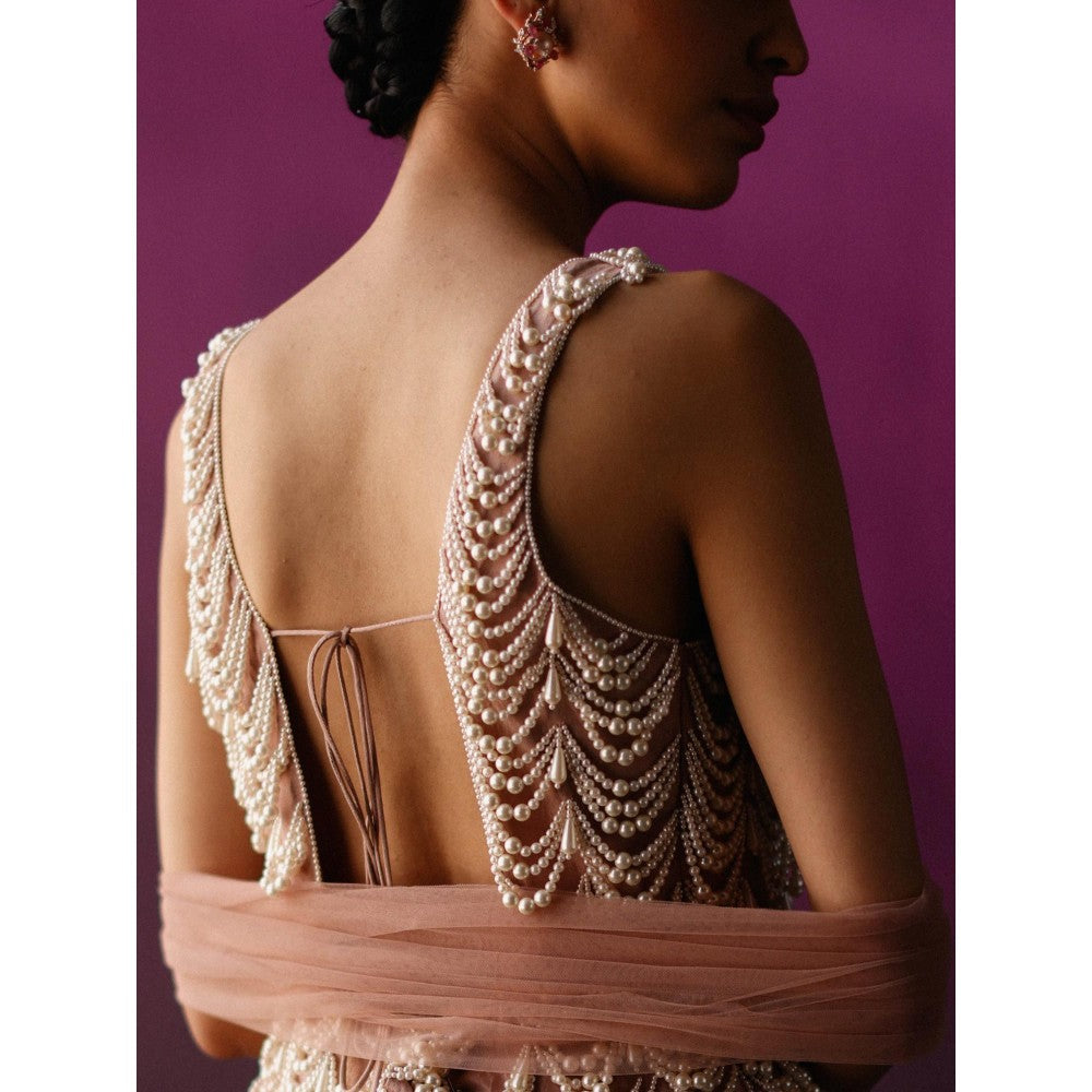 DRISHTI CHHABRAA Dusty Pink Pearly Sharara (Set of 3)